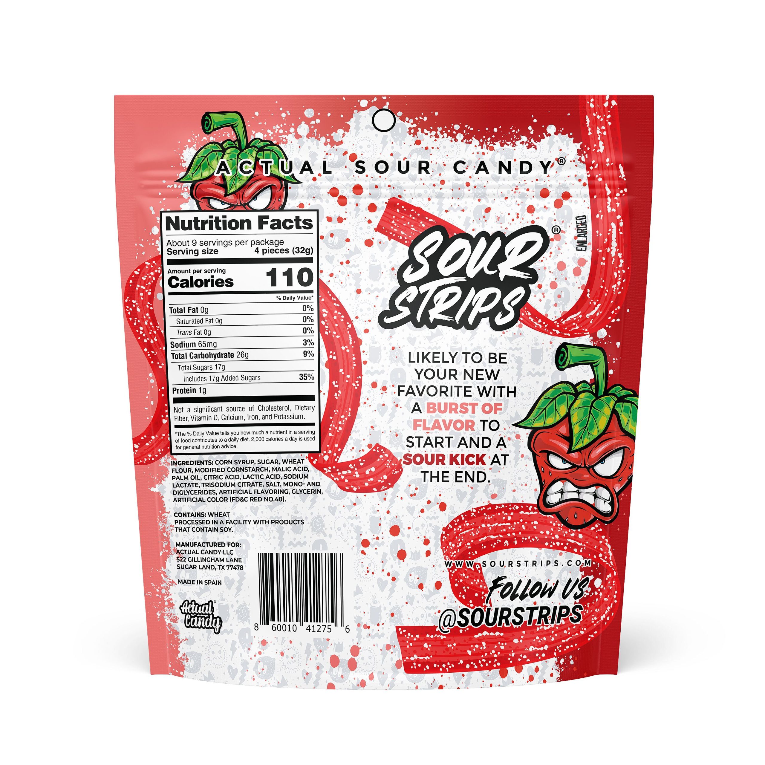 Sour Strips Strawberry Candy Party Bag, 10.2oz - THE HERSHEY COMPANY